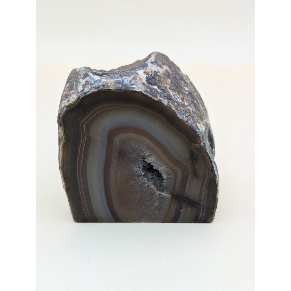 Agate Geode Polished Bookend Gray Purple Paperweight Rock Stone **As Is**